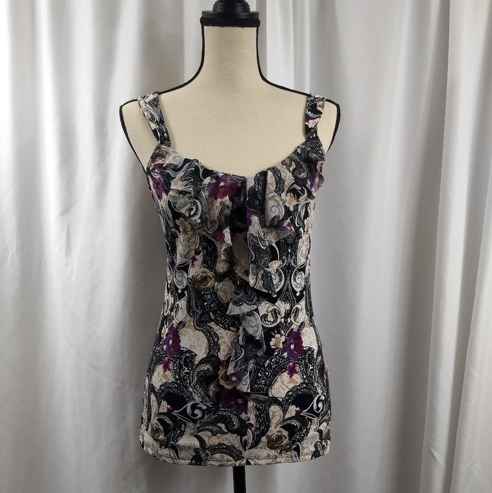 White House Black Market Floral SleevelessTop